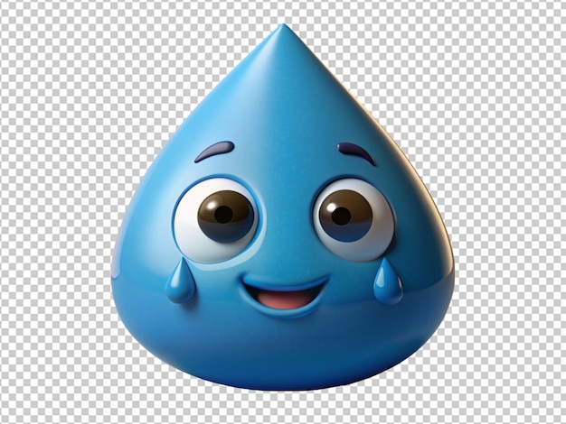 a cute cartoon water droplet with a friendly expression