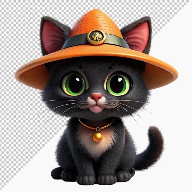 PSD cute cartoonblackcatinahat