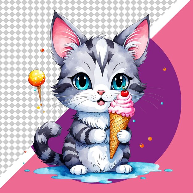 PSD cute cat png illustration