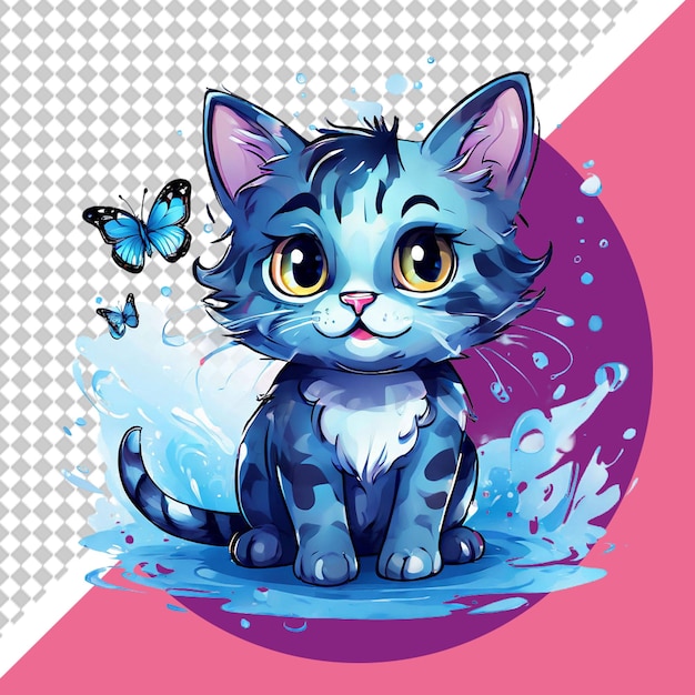 PSD cute cat png illustration