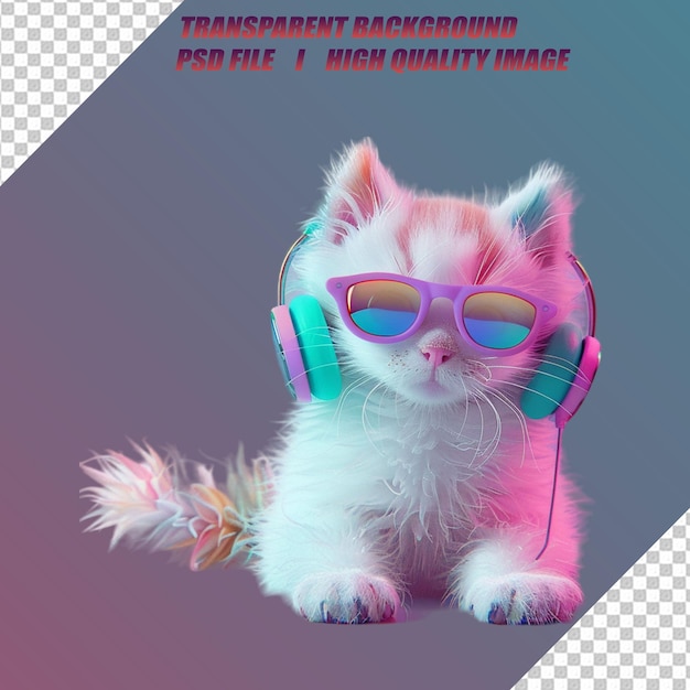 PSD cute cat png transparent background psd file