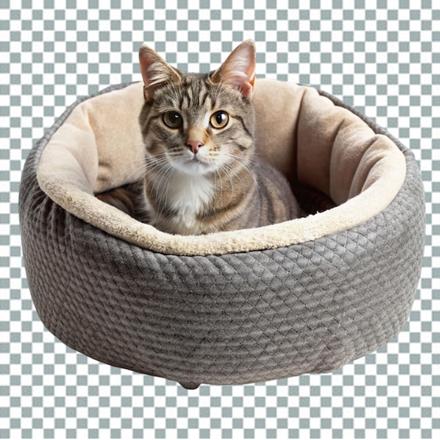 PSD cute cat resting on pet bed