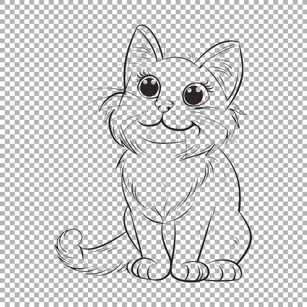 PSD cute cat sketch art on transparent background ai generated