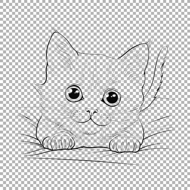 PSD cute cat sketch art on transparent background ai generated