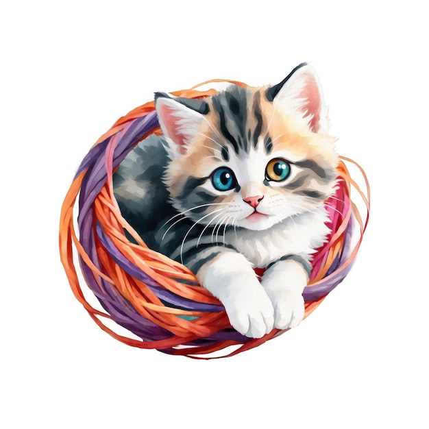 cute cat in watercolor style