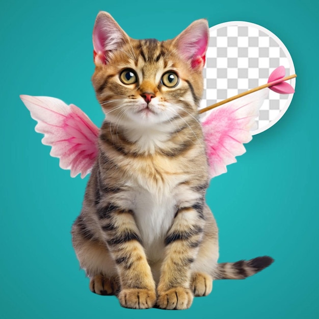 cute cat with pink angel wing and arrow