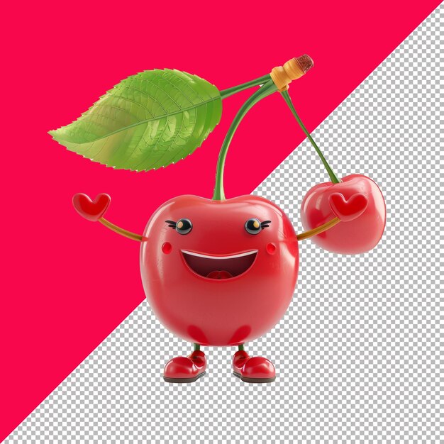 PSD cute cherry character 3d isolated render transparent background png psd