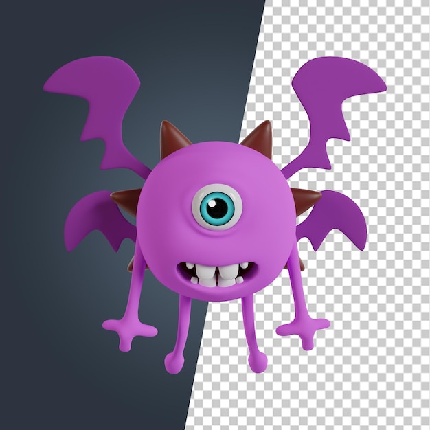 Cute chibi monster 3d render image