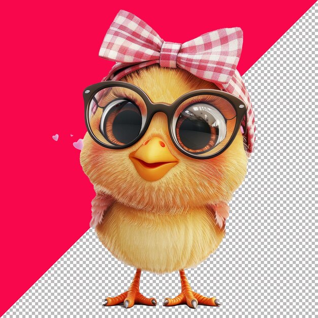 PSD cute chick 3d cartoon isolated render transparent background png psd