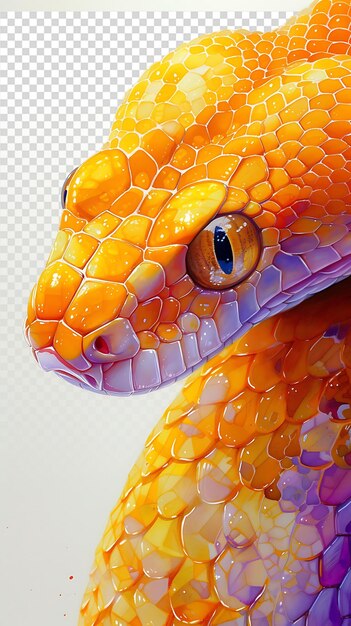 PSD cute chinese gold snake abstract painting maximus style