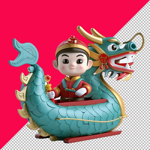 PSD cute chinese new year dragon dance instructor 3d isolated transparent background png psd