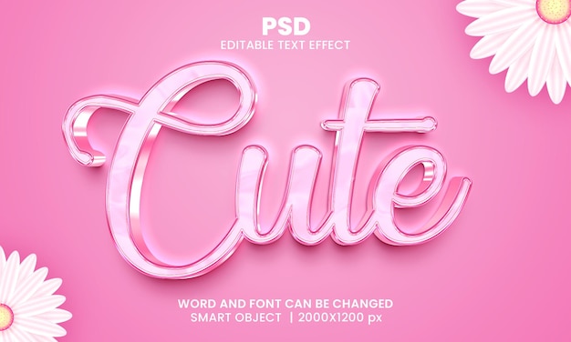 Cute chrome 3d editable photoshop text effect style with modern background