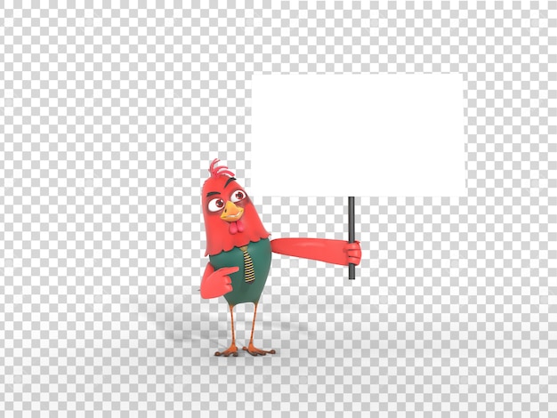 Cute Colorful 3D Character Mascot Illustration Holding Placard with Transparent background