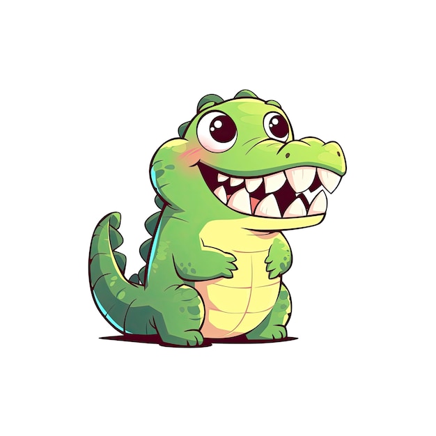 Cute Crocodile Cartoon Its Toothy Grin Cartoon Illustration