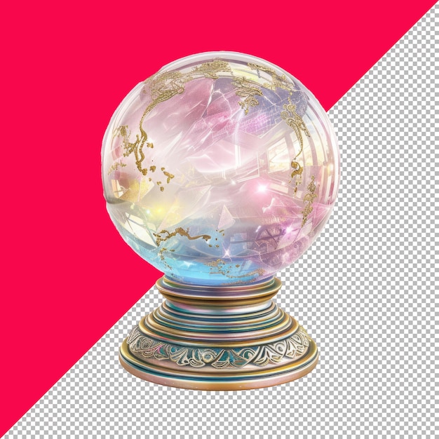 PSD cute crystal ball 3d isolated render white background transparent background png psd