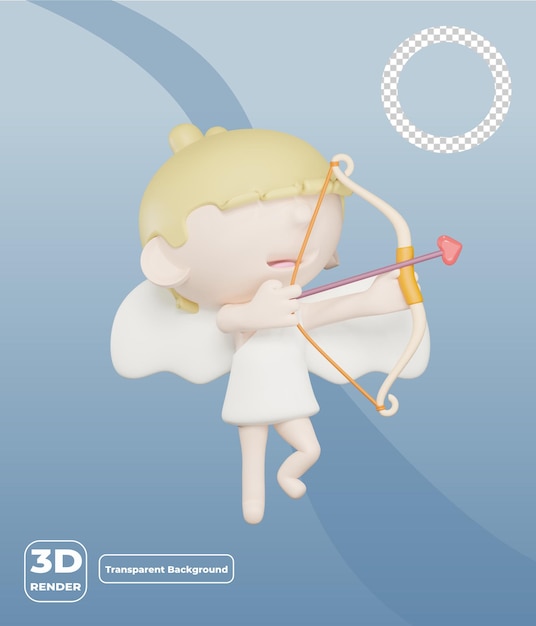 Cute cupid draws a love arrow