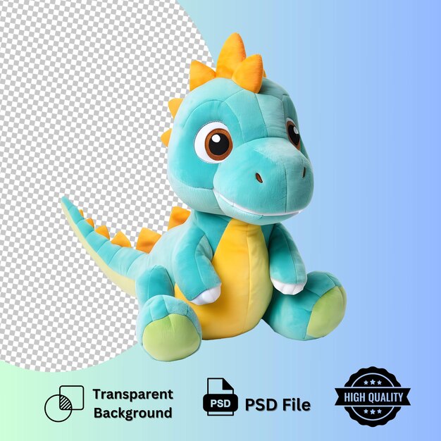 PSD cute dinosaur stuffed toy isolated on transparent background