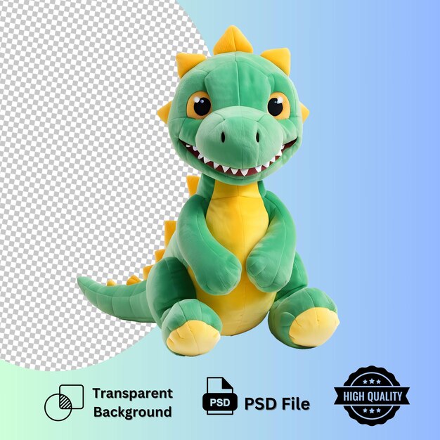 PSD cute dinosaur stuffed toy isolated on transparent background