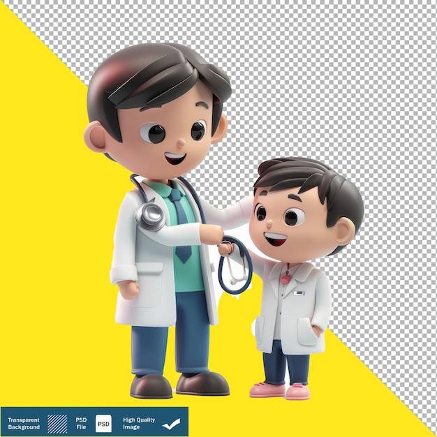 Cute Doctor Consulting Patient on Phone transparent background PNG PSD