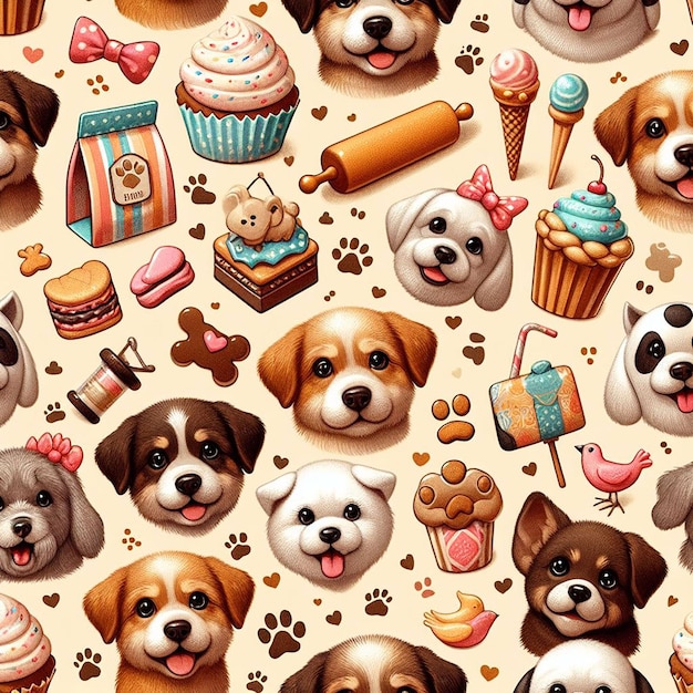 PSD cute dog background seamless pattern