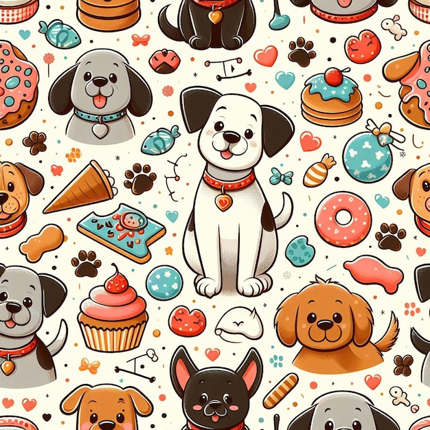 PSD cute dog background seamless pattern