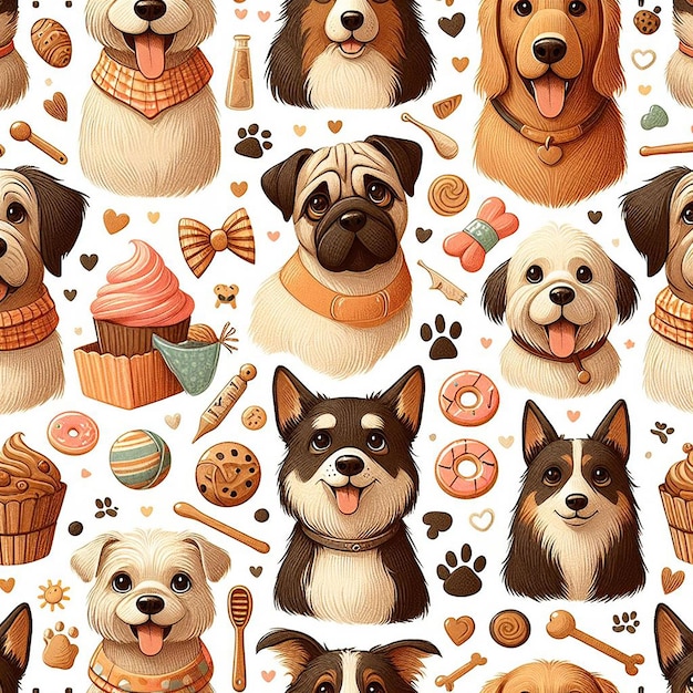 PSD cute dog background seamless pattern