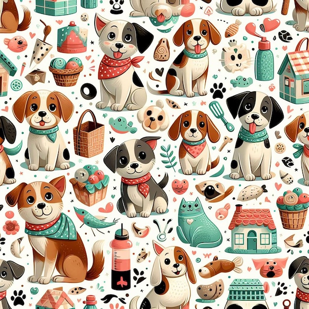 PSD cute dog background seamless pattern