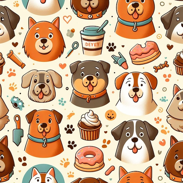 PSD cute dog background seamless pattern