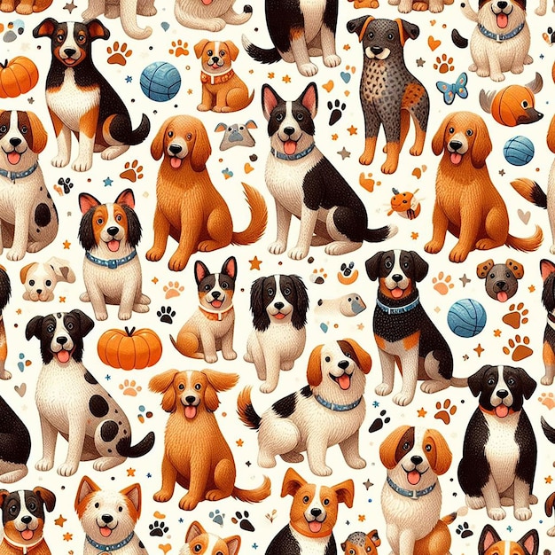 PSD cute dog background seamless pattern