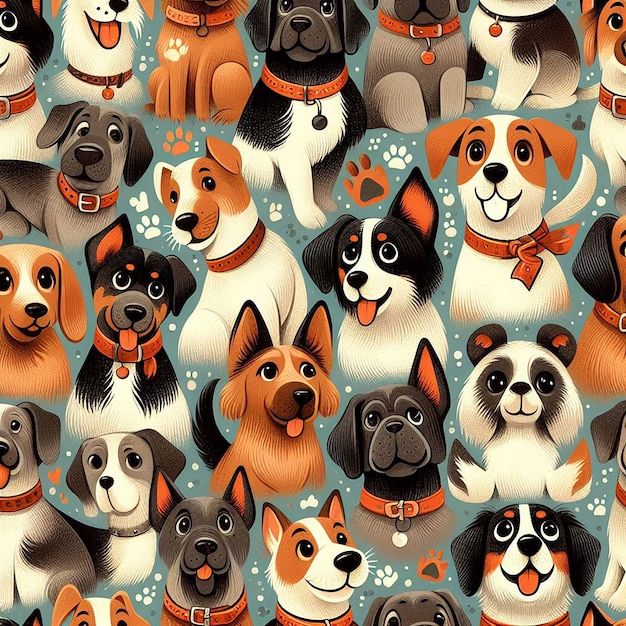 PSD cute dog background seamless pattern