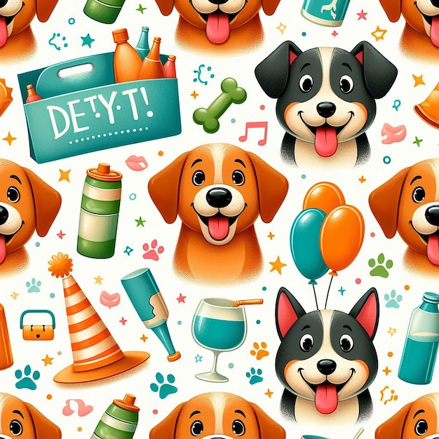 PSD cute dog background seamless pattern