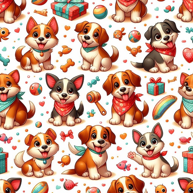 PSD cute dog background seamless pattern