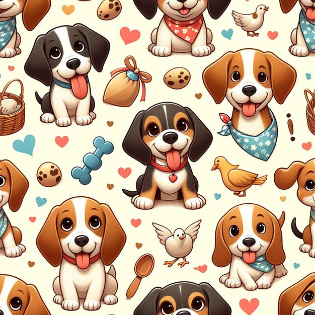 cute dog background seamless pattern