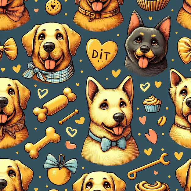 PSD cute dog background seamless pattern