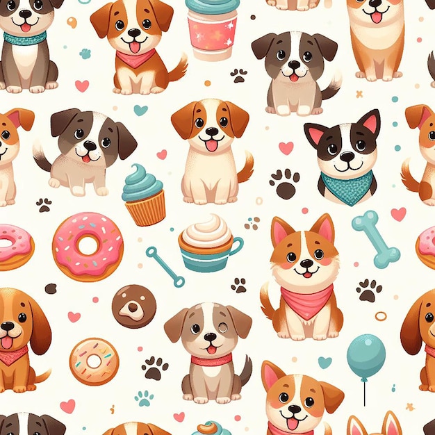 PSD cute dog background seamless pattern