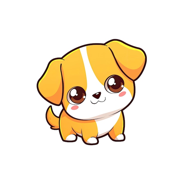 Cute Dog Cartoon Against Cartoon Illustration