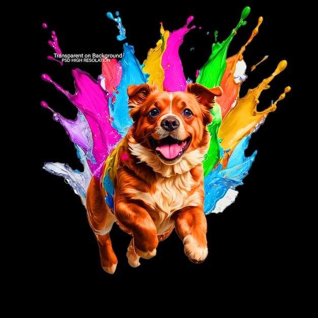 PSD cute dog cartoon illustration for tshirt on transparent background