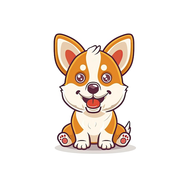 PSD a cute dog cartoon sitting and smiling cartoon illustration