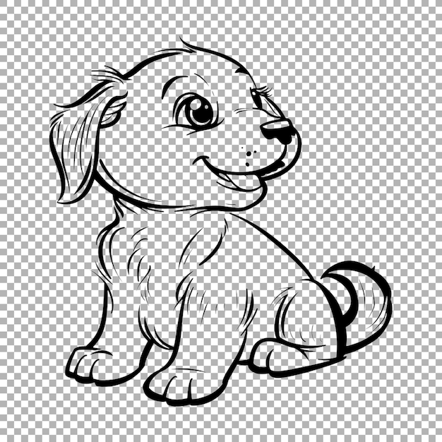 PSD cute dog sketch art on transparent background ai generated