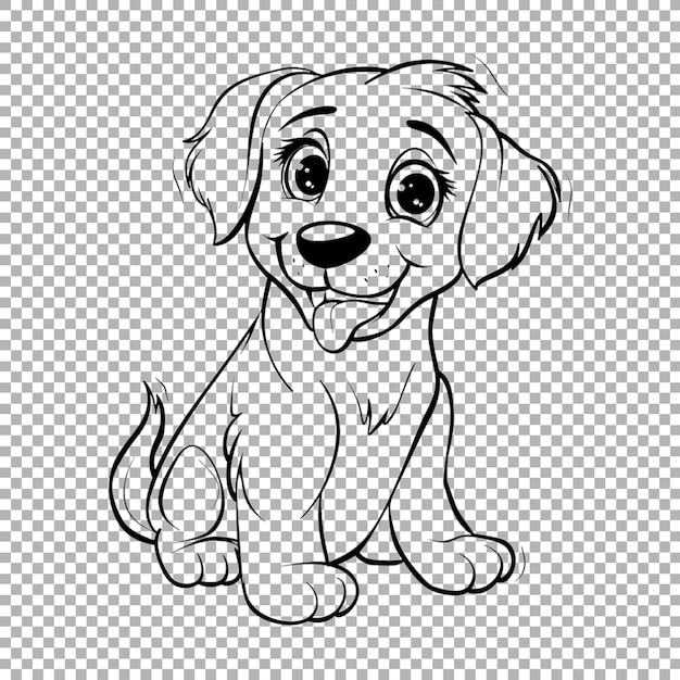 PSD cute dog sketch art on transparent background ai generated