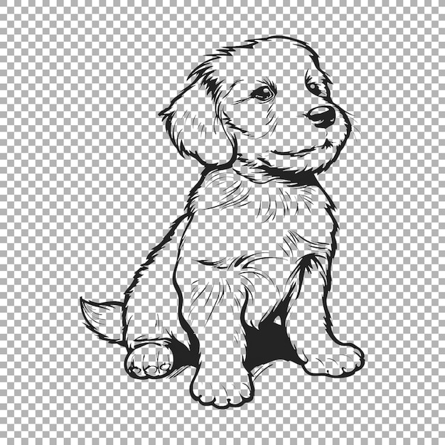 PSD cute dog sketch art on transparent background ai generated