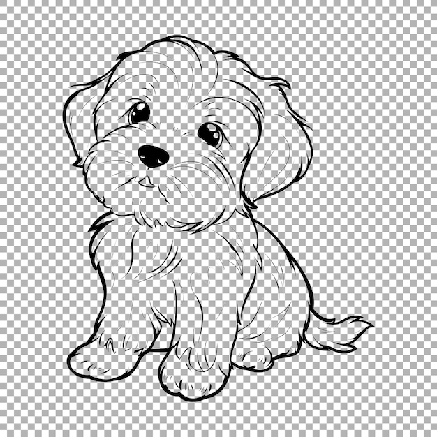 PSD cute dog sketch art on transparent background ai generated