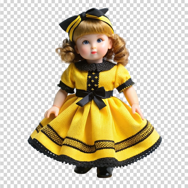 A cute doll isolated on transparent background