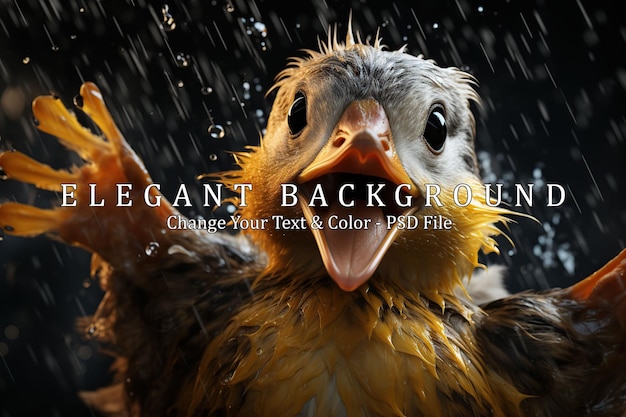 cute duck wearing raincoat rain