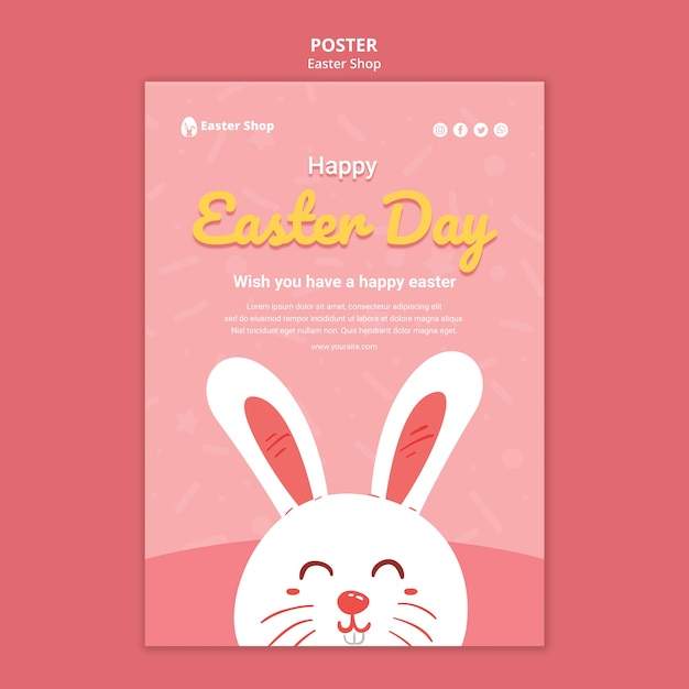 Cute easter day poster template