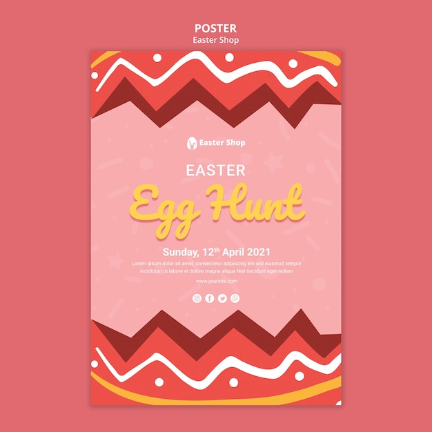 PSD cute easter day poster template