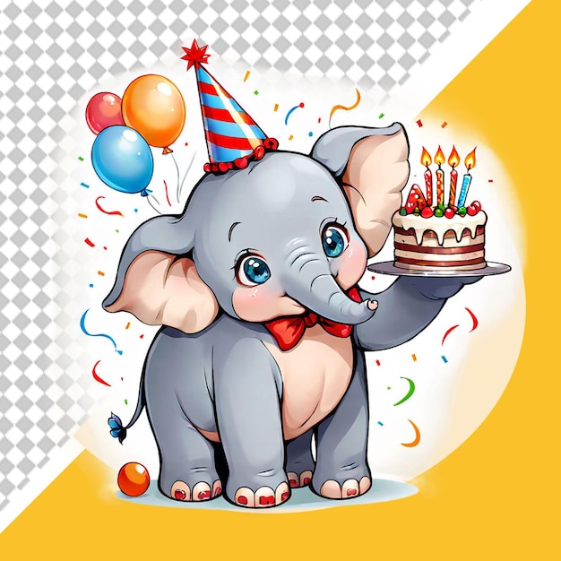 PSD cute elephant png illustration