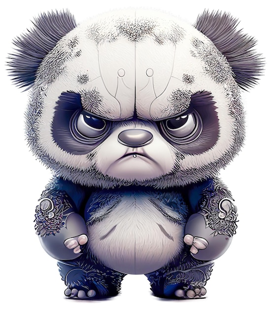 cute and endearing illustration cartoon style representation of an angry panda