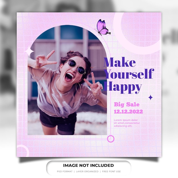 Cute fashion sale social media post design template