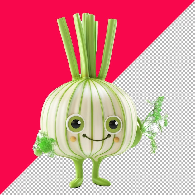 PSD cute fennel character 3d isolated render transparent background png psd